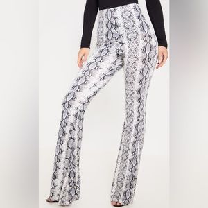 Nasty Gal Whatever It Snakes High Rise Flare Pants
